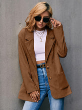 Load image into Gallery viewer, Corduroy Long Sleeve Blazer with Pockets