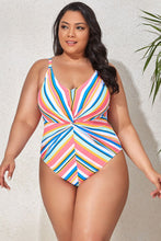 Load image into Gallery viewer, Plus Size Striped One-Piece Swimsuit