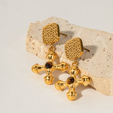 Load image into Gallery viewer, Gold-Plated Stainless Steel Cross Shape Earrings