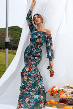 Load image into Gallery viewer, Floral Ruffle Trim Off-Shoulder Dress