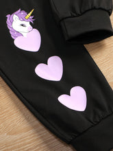 Load image into Gallery viewer, Kids Unicorn Graphic Hooded T-Shirt and Joggers Set