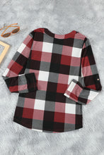 Load image into Gallery viewer, Plaid V-Neck Long Sleeve Top