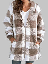 Load image into Gallery viewer, Plaid Zip-Up Hooded Jacket with Pockets