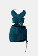 Load image into Gallery viewer, Glitter Crisscross Tube Top and Ruched Skirt Set