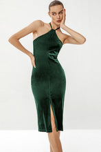 Load image into Gallery viewer, Front Slit Halter Neck Velvet Dress