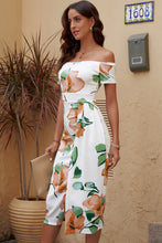 Load image into Gallery viewer, Printed Off-Shoulder Split Dress