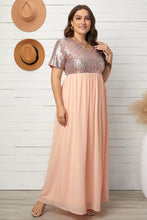 Load image into Gallery viewer, Plus Size Sequined Spliced Maxi Dress