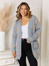 Load image into Gallery viewer, Star Pattern Open Front Cardigan with Pockets