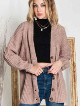 Load image into Gallery viewer, Full Size Button-Up V-Neck Long Sleeve Cardigan