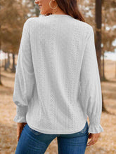 Load image into Gallery viewer, Eyelet V-Neck Flounce Sleeve Top