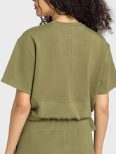 Load image into Gallery viewer, Drawstring Hem Short Sleeve Sports T-Shirt