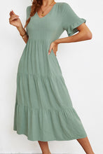 Load image into Gallery viewer, Short Sleeve V-Neck Tiered Dress