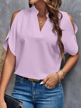 Load image into Gallery viewer, Notched Cold Shoulder Blouse