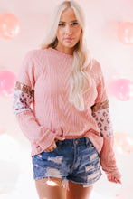 Load image into Gallery viewer, Leopard Sequined Drop Shoulder Knit Top