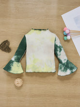 Load image into Gallery viewer, Baby Girl Tie-Dye Ribbed Bell Sleeve Top and Bell Bottoms Set