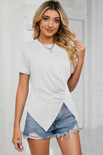 Load image into Gallery viewer, Ruched Round Neck Short Sleeve T-Shirt