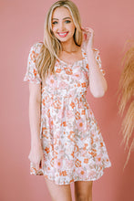 Load image into Gallery viewer, Floral Tie-Back Puff Sleeve Dress