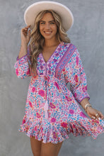 Load image into Gallery viewer, Bohemian Ruffle Hem Drawstring Waist Mini Dress