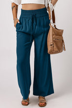 Load image into Gallery viewer, Drawstring Smocked Waist Wide Leg Pants