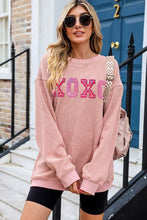 Load image into Gallery viewer, XOXO Round Neck Dropped Shoulder Sweatshirt