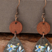 Load image into Gallery viewer, Flower Geometrical Shape Wooden Earrings