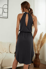 Load image into Gallery viewer, Drawstring Open Back Slit Sleeveless Dress