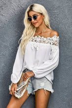 Load image into Gallery viewer, Lace Trim Textured Off-Shoulder Blouse