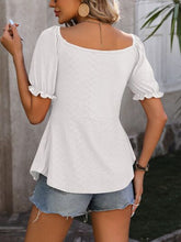 Load image into Gallery viewer, Ruched V-Neck Flounce Sleeve Blouse