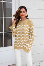 Load image into Gallery viewer, Wave Pattern Round Neck Long Sleeve Sweater