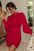 Load image into Gallery viewer, Ruched Tulip Hem Mock Neck Dress