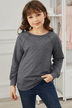 Load image into Gallery viewer, Girls Raglan Sleeve Ribbed Trim Sweatshirt