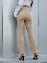 Load image into Gallery viewer, High Waist Slit Ankle Textured Pants