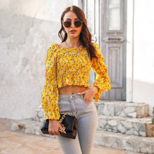 Load image into Gallery viewer, Floral Bubble Sleeve Smocked Top