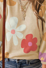 Load image into Gallery viewer, Flower Round Neck Long Sleeve Blouse
