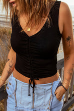 Load image into Gallery viewer, Drawstring Hem Ribbed Cropped Tank