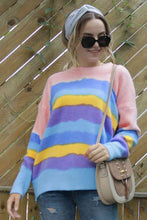 Load image into Gallery viewer, Multicolor Round Neck Dropped Shoulder Sweater