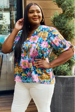 Load image into Gallery viewer, Petal Dew Full Size Floral V-Neck Tie Detail Blouse