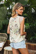 Load image into Gallery viewer, Floral Lace Trim Capped Sleeve Top