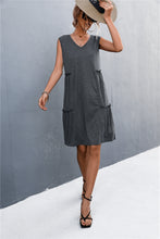 Load image into Gallery viewer, V-Neck Frill Trim Sleeveless Dress