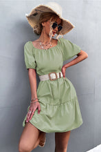 Load image into Gallery viewer, Puff Sleeve Square Neck Tiered Dress