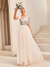 Load image into Gallery viewer, Two-Tone Sequin One-Shoulder Sleeveless Dress