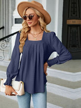 Load image into Gallery viewer, Ruched Square Neck Lantern Sleeve Blouse