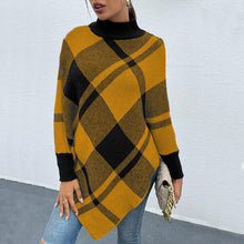 Load image into Gallery viewer, Plaid Turtleneck Poncho