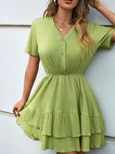 Load image into Gallery viewer, Button Down Layered Mini Dress