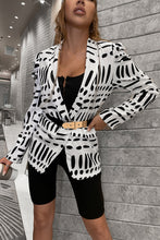 Load image into Gallery viewer, Printed One-Button Shawl Collar Blazer (Belt Not Included)