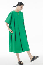 Load image into Gallery viewer, Seam Detail Frill Trim Zip-Back Midi Dress