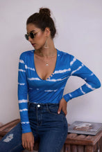 Load image into Gallery viewer, Tie-Dye Plunge Long Sleeve Top