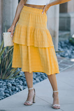 Load image into Gallery viewer, Textured Elastic Waist Layered Midi Skirt
