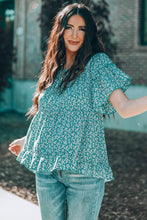 Load image into Gallery viewer, Floral Flare Sleeve Ruffle Hem Top