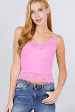 Load image into Gallery viewer, ACTIVE BASIC V-Neck Lace Detail Ribbed Seamless Cami